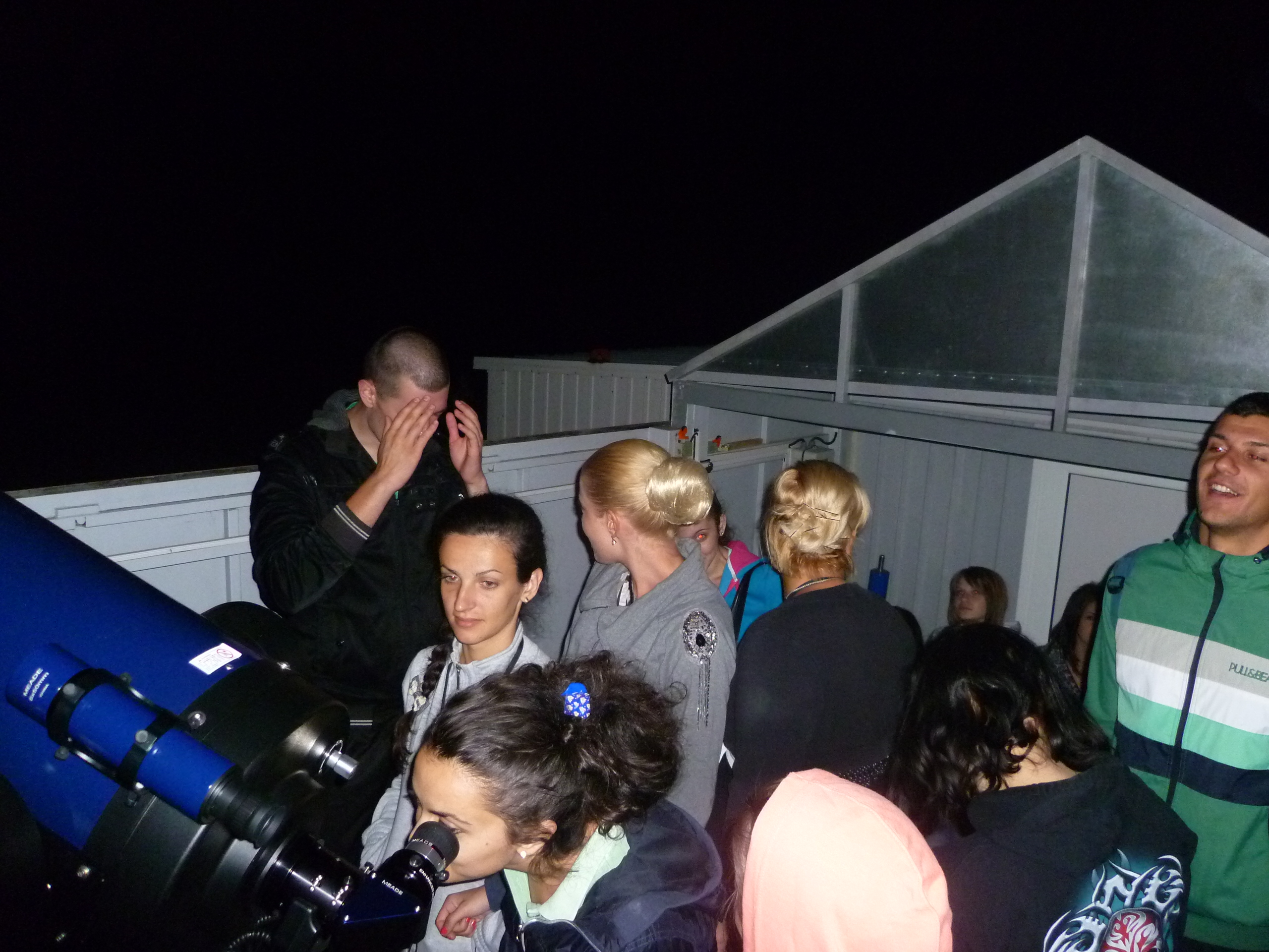 NAO Rozhen, July 2012. Students at small telescope